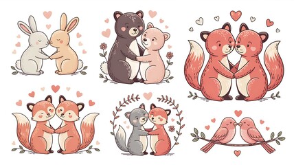 set of funny cartoon animals