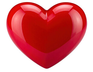 Single heart shape object arranged for valentines day, isolated on white and transparent.