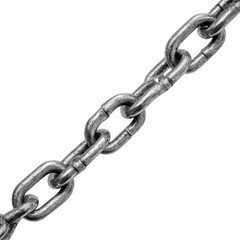 Fototapeta premium Heavy duty metal chain links on a black background isolated image, Png Isolated On White, Transparent Background