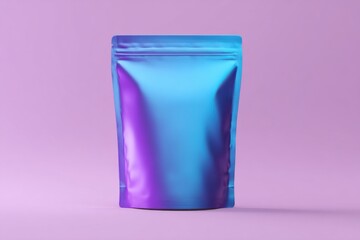 Purple and blue shiny resealable pouch