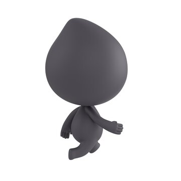 Cute 3D render Little Ninja character walking away with its back turned to the camera, gentle departure pose, isolated on white background.