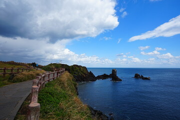 fine seaside walkway and charming clouds