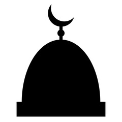 Islamic mosque dome silhouette with crescent moon symbol, representing faith, culture, and religious architecture. © Anjuman