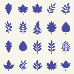 Obraz premium Collection of various leaf silhouettes Vector, Botanical Leaf Silhouettes