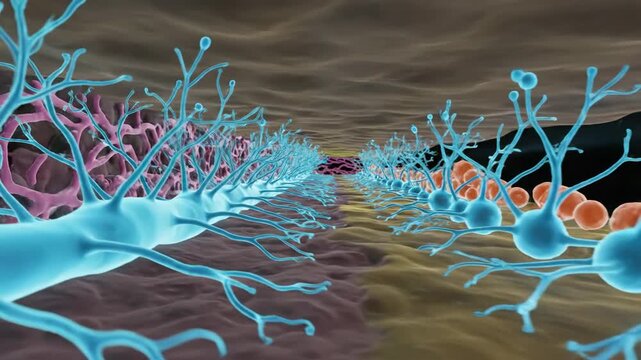 Microscopic view of M&uuml;ller cells and retinal structures in the eye