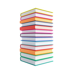 Stack of colorful books on white background, education concept