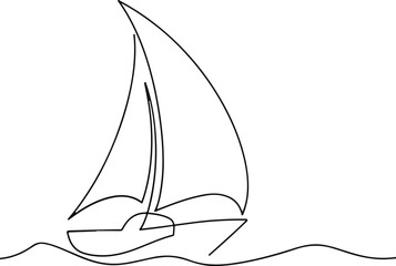 Minimalist Sailboat Line Art – Elegant Nautical Illustration on Waves. © AKASH