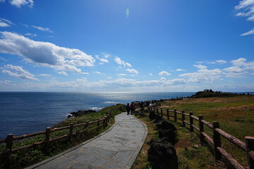 fine seaside walkway and charming clouds