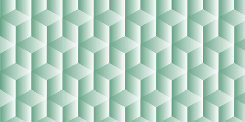 Abstract square green gradient cubic square shape backdrop texture. cube geometric wall and floor. vector diamond hexagon triangle wallpaper background.