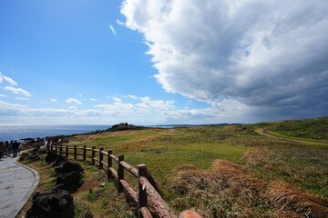 fine seaside walkway and charming clouds