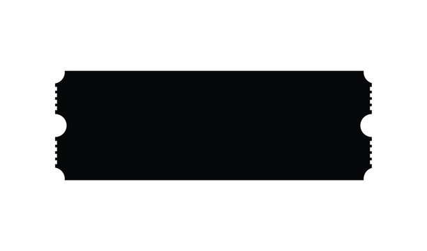 Black Silhouette of a Movie Ticket Stub for Cinema Entertainment Events and Admission Passes