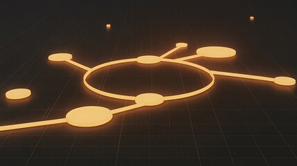 Abstract glowing network diagram with connected circular nodes