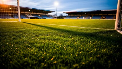 Empty Soccer Stadium Field in Bright Daylight