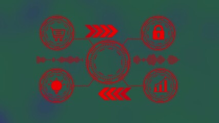 digital business develop concept with interconnected icons for customer acquisition growth shopping innovation and data security - Powered by Adobe