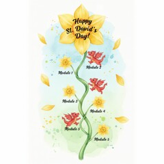 Obraz premium Celebrating st davids day with the welsh dragon and daffodil on march 1st in wales Generative AI