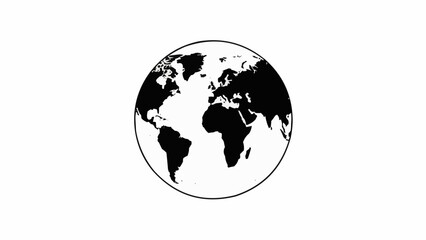 Stylized black and white illustration of the planet Earth. © Asrofi