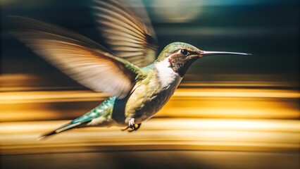 hummingbird close up with low detail and pastel background
