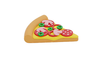 3D Rendered Slice of Pizza with Mushrooms, Salami, and Olives