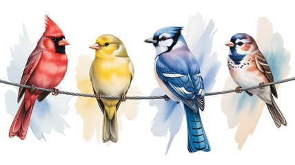 two parrots on a white background