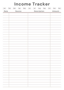 Income tracker sheet planner