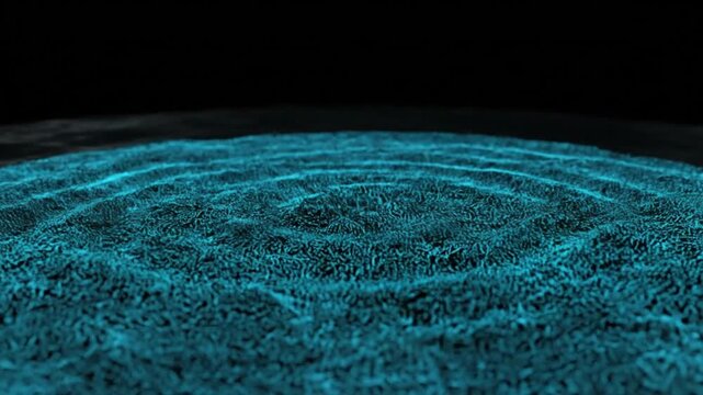 Glowing Blue Circle Expanding in Darkness.