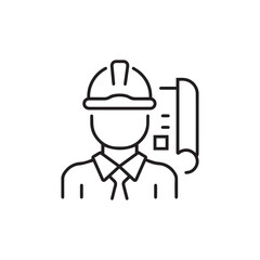 Fototapeta premium Set of outline icon civil engineer . construction simple line isolated icon . 