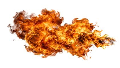 Fiery orange flames burning intensely isolated on white background, removed GB removed