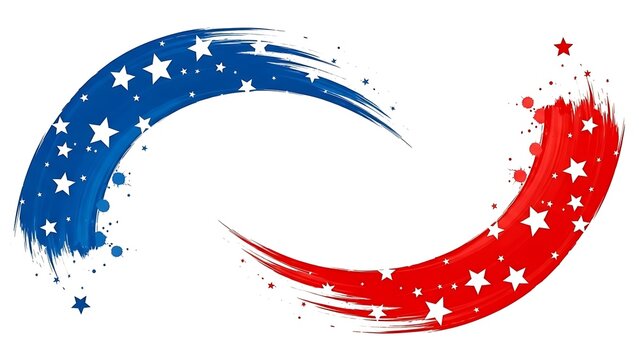 American flag abstract brush strokes and stars