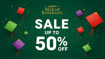 Happy makar sankranti sale up to 50 percent off with colorful kites