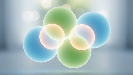 Abstract, glowing spheres with soft, diffused light and bokeh background