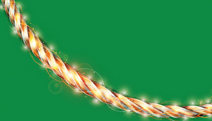 Braided Rope Across a Green Backdrop in Close Up.