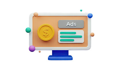 3D Illustration of Online Advertising and Revenue