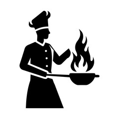 Cooking Chef Flame Icon Isolated on White.