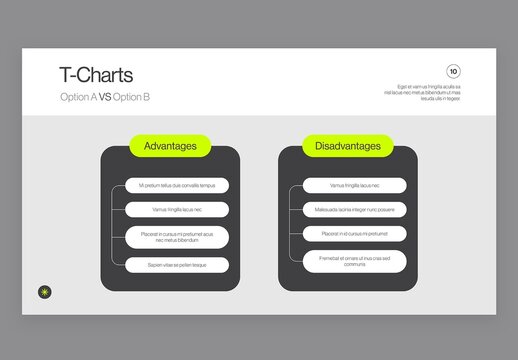 T Chart Comparison Infographic Template in Modern Minimal Style