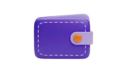 3D Purple Wallet with Orange Button