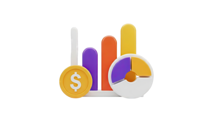 3D Financial Growth and Data Analysis Icons