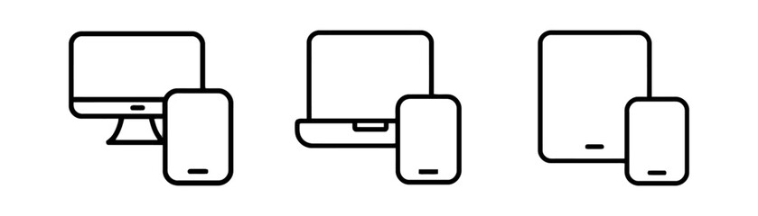 Responsive Design Concept Showing Desktop Tablet and Mobile Phone Vector Illustration Isolated on White Background Device with Digital Technology Smartphone Laptop Monitor