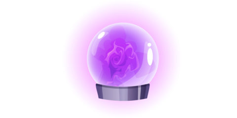 Clear glass globe with silver base and snow isolated on a transparent background