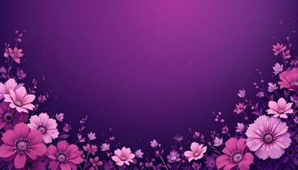 Purple background with abstract pink and purple floral border elements creating an elegant decorative design