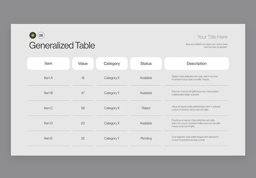 Table Chart Infographic Template in Modern Minimal Style