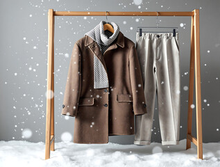 winter scene with a man and a woman