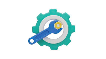 3D Render of Wrench and Nut with Gear