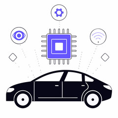Modern car with integrated technology