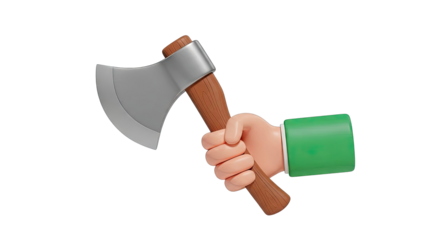 3D Rendered Hand Holding an Axe