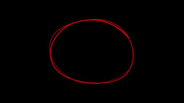 Circle marker with drawing effect, Animated red circle drawn, red marker pen style, doodle red circle marker and underline stroke, Red Circle Highlighter Scribble Animation on transparent background.