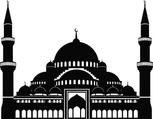 Silhouette of a mosque with minarets and dome © MDRAJIBULISLAM