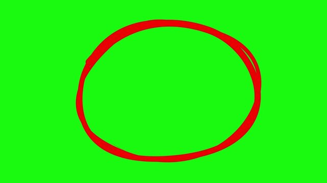 Circle marker with drawing effect, hand drawn circle marker green screen, 4K red marker green screen pen style, Red Circle Highlighter Scribble Animation on transparent background.