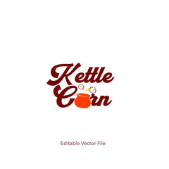 Kettle corn logo, pop corn logo classic, minimalist pop corn logo, vintage kettle corn logo