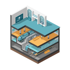 Obraz premium Isometric View of Modern Office Building Interior.