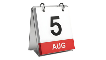 Labour day august 5th calendar isolated on transparent background